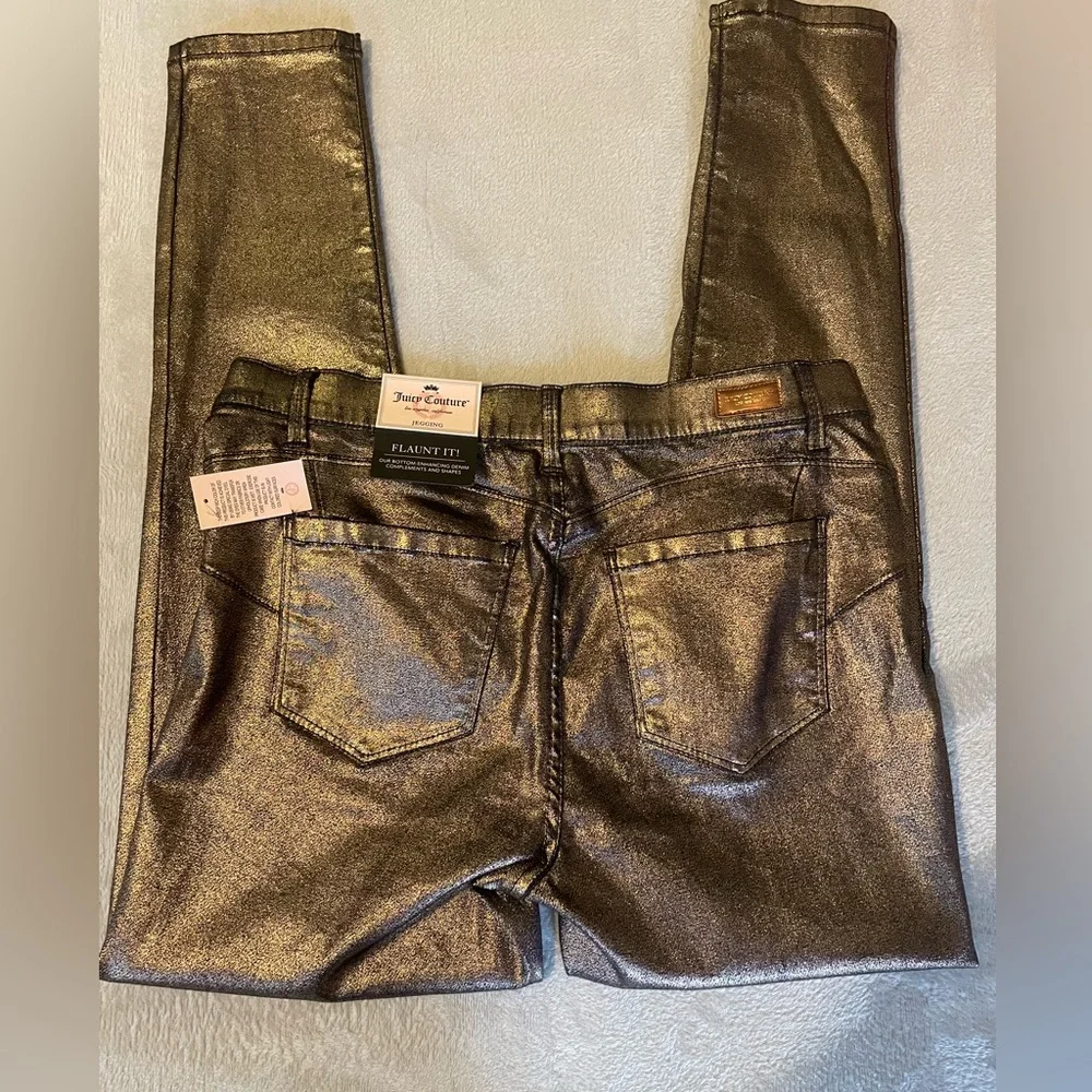 Juicy Couture Rose Gold Mid Rise Pull On Jeggings Womens 12 New